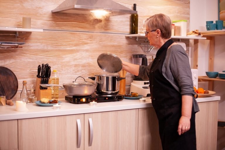 woman cooking at home