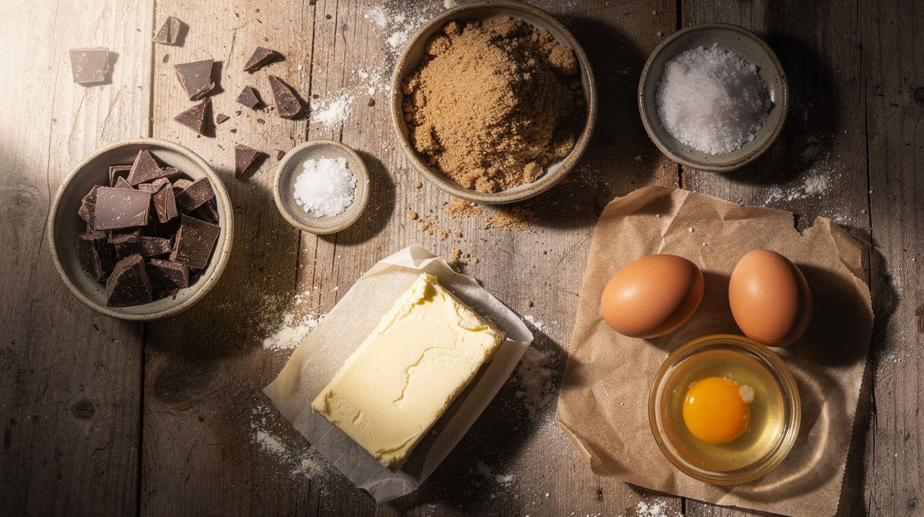 chocolate chunks, brown sugar, and butter for bakery style cookies
