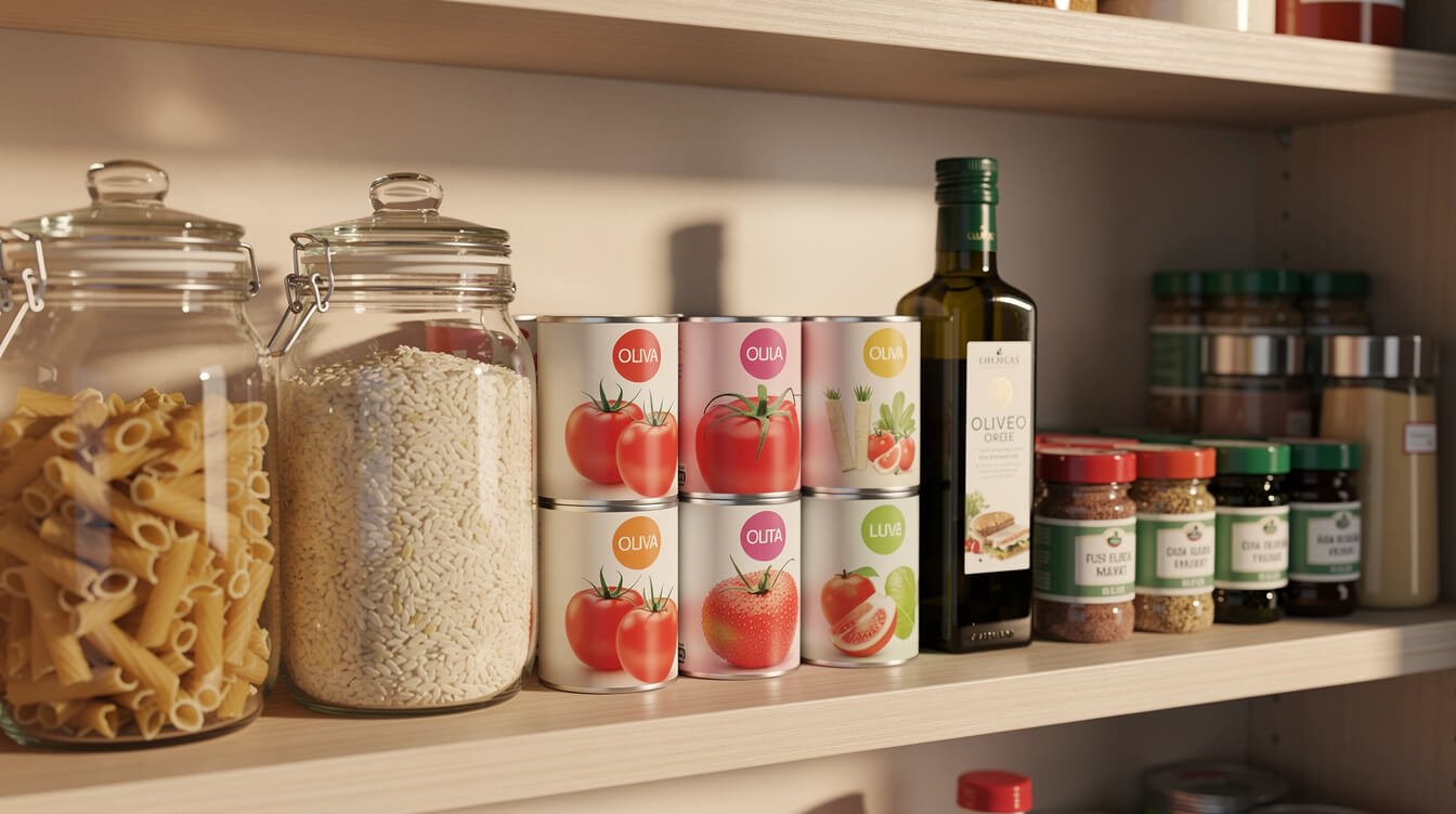 Stocked pantry staples for easy weeknight dinners