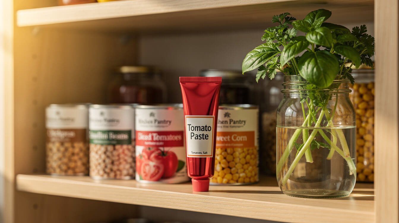 small pantry staples for two-person cooking