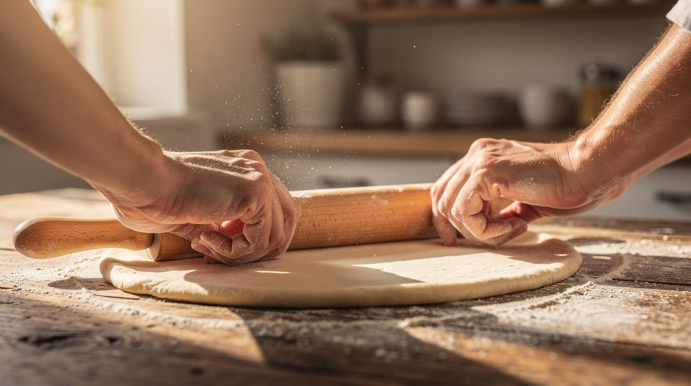 rolling out pizza dough without yeast