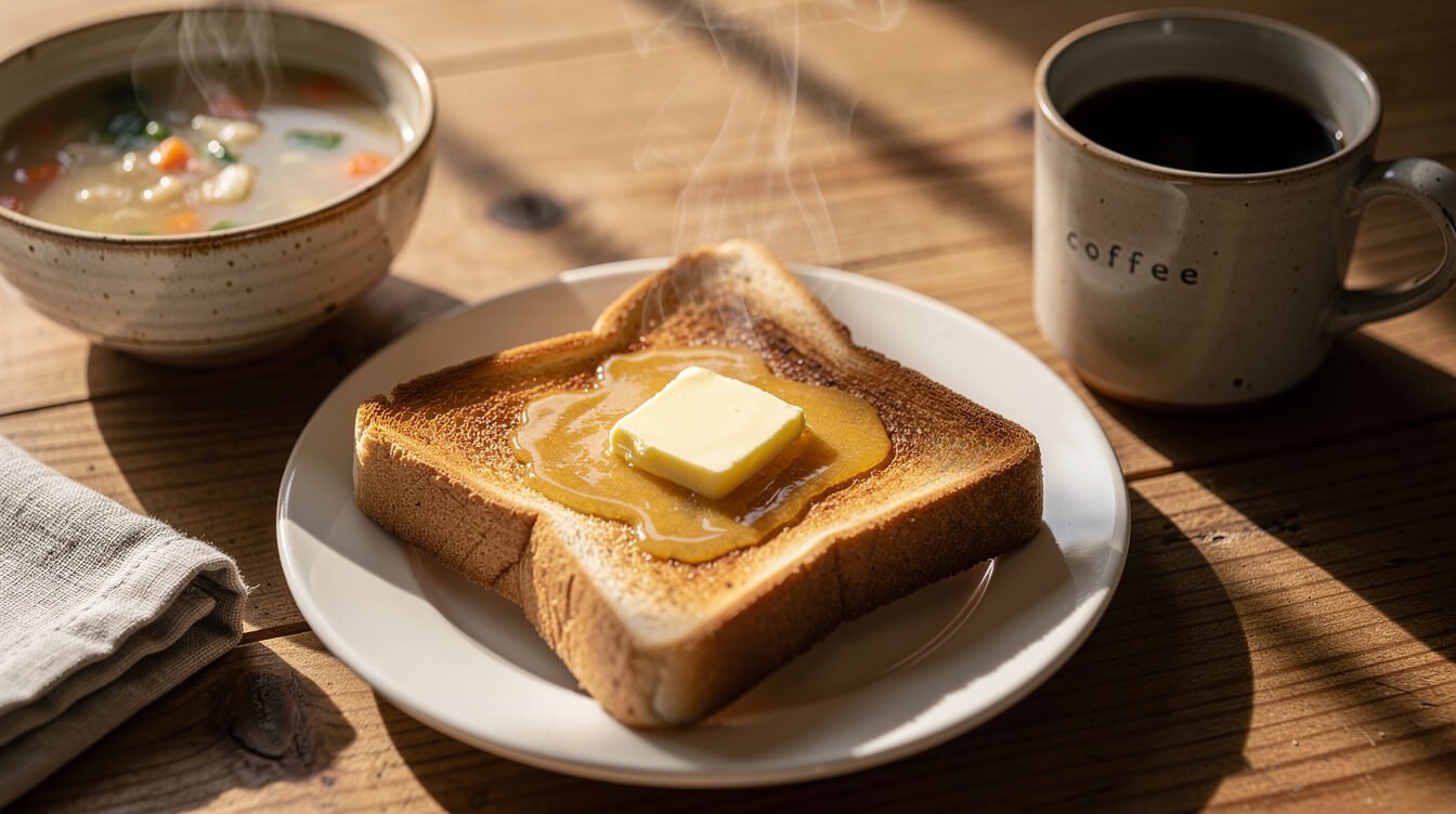 simple no-yeast bread toasted and served with butter