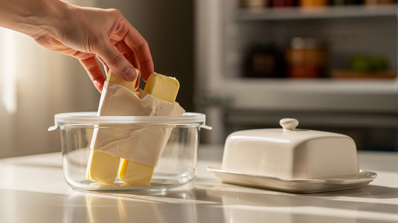Storing butter sticks in an airtight container