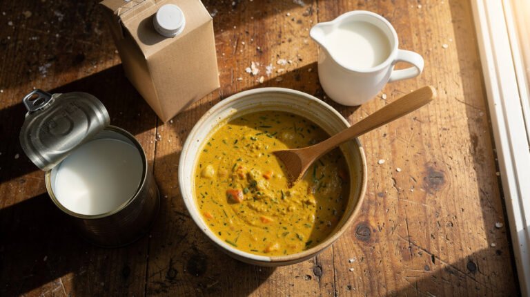 coconut milk substitute options with a bowl of curry