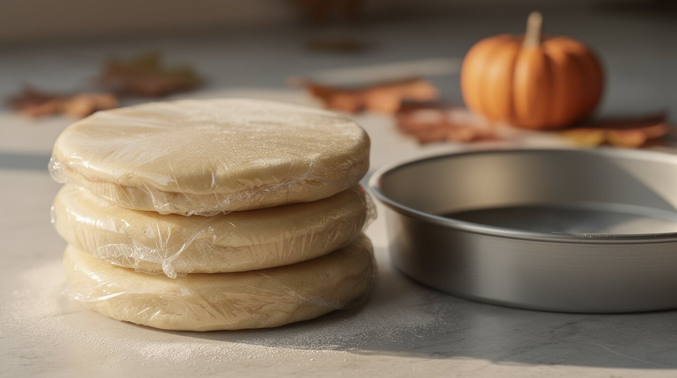 discs of all-butter pie dough wrapped to make ahead and freeze